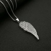 Venta al por mayor Hip Hop 18K chapado en oro de acero inoxidable con incrustaciones de circón alas de Ángel colgante con collar de cadena para hombres y mujeres (BN131)