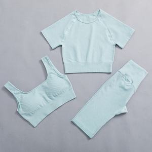 Conjunto de Yoga sin Costuras al por Mayor, Ropa Deportiva de 3 Piezas para Gimnasio, Conjunto de Yoga para Mujer, Conjuntos de Entrenamiento, Top de Yoga y Traje Deportivo - Product Image 5