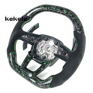 Volant en fibre de carbone forgé vert personnalisé avec manettes de vitesse pour <span class=keywords><strong>Audi</strong></span> Q3 Q4 Q5 Q7 Q8 R6 R8 S3 S4 S5 RS3 <span class=keywords><strong>RS5</strong></span> - Product Image 3
