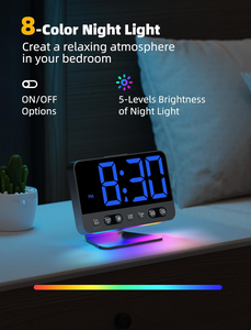 Relojes Despertadores Digitales para Dormitorios: Números Grandes y Nítidos, <span class=keywords><strong>5</strong></span> Niveles de Brillo Ajustables - Fáciles de Leer <span class=keywords><strong>a</strong></span> lo Largo de la Habitación - <span class=keywords><strong>5</strong></span> Sonidos de Alarma - Product Image 5