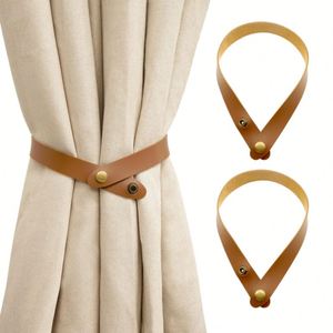 Household <b>Tiebacks</b> Simple Ties Modern Faux Leather Curtain Straps With Adjustable Buttons - Product Image 1