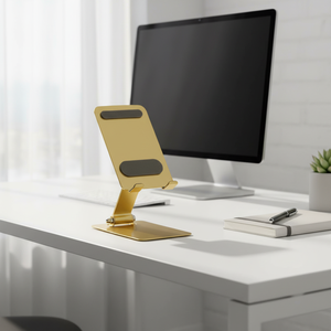 Support de téléphone pour smartphone et tablette, utilisation au bureau et à domicile, support mobile en métal doré de qualité supérieure, réglable pour bureau - Product Image 4