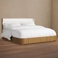 Muebles de Dormitorio Clásicos de Alta Calidad, Estructura de Cama Tapizada en Madera Sólida, Cama Queen/King Size con Tapicería de Tela