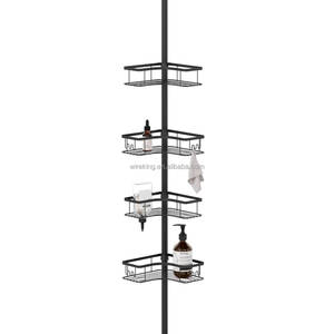 WIREKING Mensola Angolare per <span class=keywords><strong>Doccia</strong></span> 43-114'' a 4 Livelli, Asta Regolabile con Ganci e <span class=keywords><strong>Portasapone</strong></span> - Product Image 1