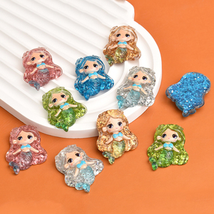 Cute Resin <b>Mermaid</b> Charm Miniatures Craft <b>Accessories</b> for Making Jewelry Hairpin Brooch DIY Handmade Mobile Case Fridge Magnet - Product Image 2