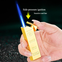 Briquet coupe-vent DEBANG en forme de barre dorée, flamme bleue unique, rechargeable au gaz, réglable – Vente en gros usine