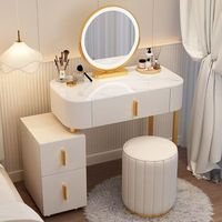 Nouvelle petite table de toilette moderne minimaliste de luxe en acier inoxydable avec éclairage intégré réglable pour chambre à coucher