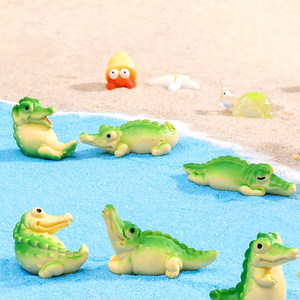 Mini figurines de crocodile en résine de dessin animé pour décorations paysagères, miniatures d'alligator, breloques animales, ornements, accessoires de bricolage - Product Image 1