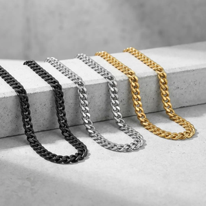 REACH 염수 분무 테스트 통과 의료용 순수 티타늄 쿠반 커브 체인 목걸이 저자극성 보석 민감한 피부용 - Product Image 6