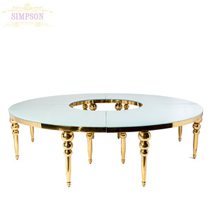 Presa di fabbrica durevole in acciaio inox da sposa <span class=keywords><strong>bianco</strong></span> in <span class=keywords><strong>vetro</strong></span> <span class=keywords><strong>tavolo</strong></span> rotondo di nozze tavoli - Product Image 4