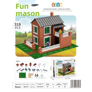 Miniature de <span class=keywords><strong>maison</strong></span> de maçon en plastique à assembler soi-même, modèle de simulation de <span class=keywords><strong>villa</strong></span>, jouet de construction pour enfants et nourrissons - Product Image 4