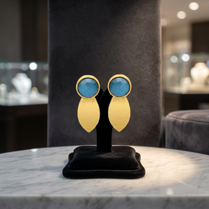 Pendientes Colgantes de Latón Chapado en Oro Hechos a Mano con Piedras Preciosas, Estilo Étnico Bohemio para Compromisos y Fiestas - Product Image 2