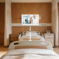Nouveau support de moniteur médical réglable pour lit, fixation par pince, base métallique, inclinaison à 90 degrés, écran 24 pouces, charge 4 kg