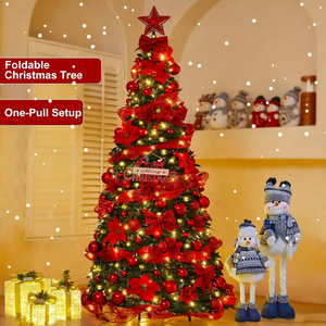 Artificial Foldable PVC Christmas <strong>Tree</strong> 1.2/1.5/1.8/2.1m White Pre-Lit <strong>with</strong> Warm LED <strong>Lights</strong> Standing Base Indoor Use - Product Image 2