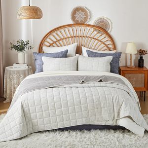 <span class=keywords><strong>Couvre</strong></span>-<span class=keywords><strong>lit</strong></span> en <span class=keywords><strong>coton</strong></span> et lin respirant à rayures bleues rustiques du fabricant avec 1 taie d'oreiller pour un usage domestique - Product Image 1