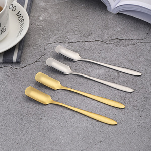 Cuillère à café en acier inoxydable dorée à tête carrée pour desserts, café, et poudre de lotus (nid d'oiseau) - Product Image 1