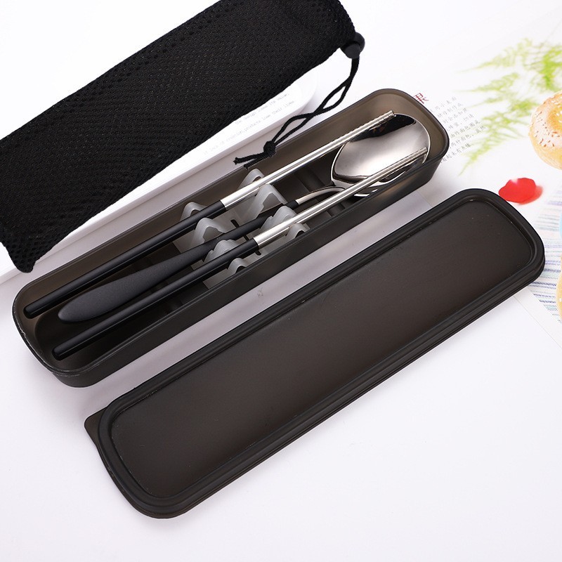 [Two-Piece Set] Silver + Black + Black Box Black Bag