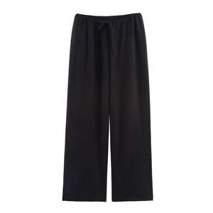 简约风格纯色休闲挂脖露背针织短上衣及踝宽松夏季女式两件套 OuYaan - Product Image 5