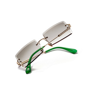 2025 Retro Vintage Eyewear Popular UV400 Sun Glasses Small Square Frameless <strong>Gradient</strong> Lenses Fashionable Personality <strong>Sunglasses</strong> - Product Image 2