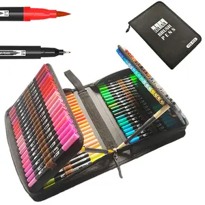 120 Warna Dual Brush Marker Pens Marker Fineliner Pena Kaligrafi Pensil Warna Cat Air Seni Ulang Tahun Hadiah Natal Set