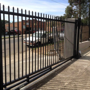 Valla de acero de metal negro para exteriores, fácil de montar, valla de hierro forjado de 6x8 pies, valla de acero a la venta - Product Image 1