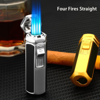Briquet torche DEBANG à quatre flammes, briquet à cigares RECHARGEABLE avec réglage de la flamme