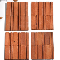 Carreaux de mosaïque en brique rouge texturée 3D, faits à la main en terre cuite, montés sur treillis