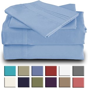 Deep Pocket High Quality Bedding 1800 <strong>Thread</strong> Count Hotel Home <strong>Bedsheet</strong> 4 Piece Bed Sheet Set Light Blue Color - Product Image 4