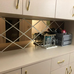 装飾ミラー壁ベベルエッジダイヤモンドミラー刻印ミラー室内装飾モダンフロートシルバーブロンズ4mm - Product Image 4