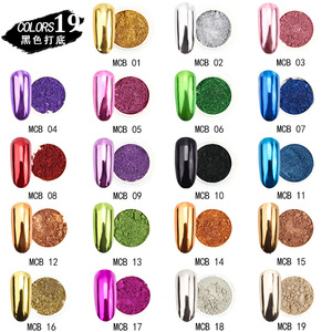 Poudre de paillettes miroir pour ongles 19 couleurs 0,5g/pot, pigment chromé 0,5g, peinture à tremper métallique brillante avec effet magique - Product Image 2