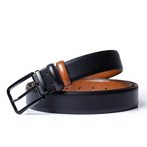ELYSIAN INDUSTRIES Cinturón Reversible de Cuero Vacuno con Hebilla de Acero Rectangular de Color Sólido y Logotipo Personalizado, 3.4cm de Ancho - Product Image 2