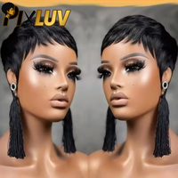 Perruque Courte en Cheveux Humains Naturels, Cheveux Vietnamiens Bruts, Perruque Pixie Sans Colle, Fournisseurs de Perruques 100% Cheveux Humains, Perruque Brute à Cuticules Alignées
