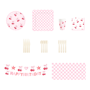 Juego de Vajilla de Papel con Tema de Frutas Personalizado DAMAI, Platos, Vasos y Servilletas de Papel Rosa Desechables con Diseño de Cerezas para Fiestas de Cumpleaños Infantiles - Product Image 2