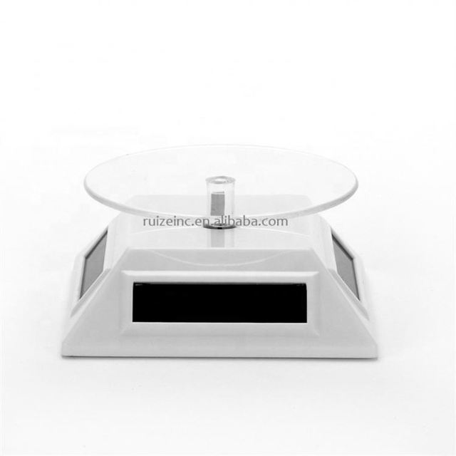 3LED Color Change 360 Degree Solar Showcase Turntable Rotating Watch Jewelry Display Stand Display Case Gold/Silver/White/Black