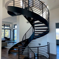 Escalier en colimaçon en acier et fer forgé, norme australienne, avec garde-corps en verre moderne, installation DIY, pour grenier intérieur en métal
