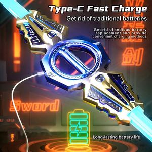 <span class=keywords><strong>Sabre</strong></span> <span class=keywords><strong>laser</strong></span> rotatif à double tranchant avec lumières LED clignotantes, épée télescopique rechargeable <span class=keywords><strong>pour</strong></span> collection et soulagement du stress - Product Image 3
