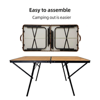 Nouvelle table de camping pliable en aluminium au design moderne, table de pique-nique portable à effet bois, table pliante à hauteur réglable pour les entreprises