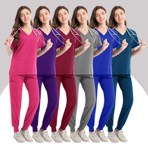 Women Scrub Suit Set Moisture Wicking Split Design Hospital Uniforms - Product Image 2