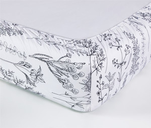 Hot Selling Premium White Black Botanical Floral Printed 100% Cotton 4 Piece <strong>Sheet</strong> Set Soft Breathable Skin-Friendly Bed Linens - Product Image 6