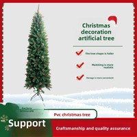 Sapin de Noël artificiel extérieur avec cônes de pin rouges, décorations de fêtes en PVC multi-spécifications pour la cour avant et le porche
