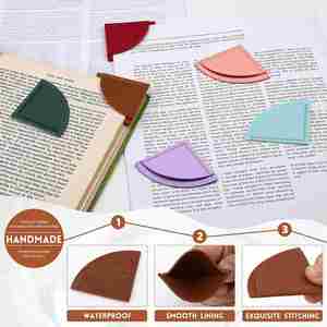 Fan-shaped <b>Bookmarks</b> PU Leather <b>Bookmark</b> Holder Colorful Books Corners Protectors Promotional <b>Bookmarks</b> <b>Gifts</b> - Product Image 3