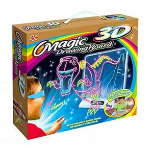 3D Licht Up Tekentafel Dinosaurus Speelgoed Lcd Vroege Educatief Schilderen Uitwisbare Doodle Magic Glow Pad Met 3D Bril Kids gift