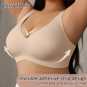 Sujetador deportivo sin aros para mujer, tallas grandes XL-4XL, sin costuras, con soporte fino <span class=keywords><strong>de</strong></span> gel, transpirable para verano, venta al por mayor en stock. - Product Image 2