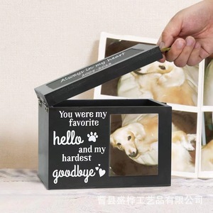 Pet Urn Rectangle Wooden <b>Storage</b> <b>Box</b> With <b>Photo</b> Memorial For Dog Cat Pet Ashes Keep Safe Secure - Product Image 3