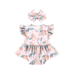 LT-469-YXW Conjunto de 2 Piezas de Ropa para Bebés Niñas, Mono Floral Dulce, Diadema, Trajes de 0 a 24 Meses - Product Image 2