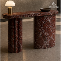 Table console en pierre naturelle personnalisée, double monolithe, pour projets d'hôtels et de villas