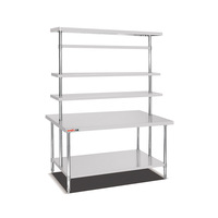 Table de travail en acier inoxydable pour restaurant Cuisine commerciale Hôtel Plat Chef Établi Tables de travail à 2 niveaux Équipement de restauration