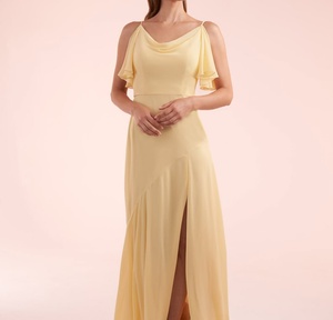 Elegante Abito <span class=keywords><strong>da</strong></span> Sera per Donna, Senza Maniche, in Raso, Lungo con Spacco, Design Personalizzato per Damigelle e Cerimonie Nuziali - Product Image 1