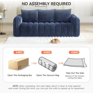 Nouveau canapé sectionnel contemporain pour salon de villa, revêtement en velours, design gain de place, aucun assemblage requis - Product Image 6