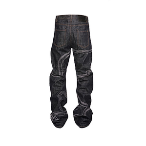 Jeans de mezclilla vintage de diseñador de alta calidad con múltiples costuras, diseño de paloma de la paz, selvedge <span class=keywords><strong>original</strong></span> de vaca, <span class=keywords><strong>para</strong></span> hombre y mujer, estilo baggy - Product Image 4